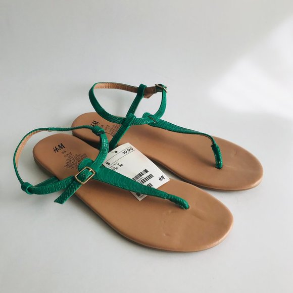 H&M Emerald Green Faux Leather Sandals - Picture 1 of 9